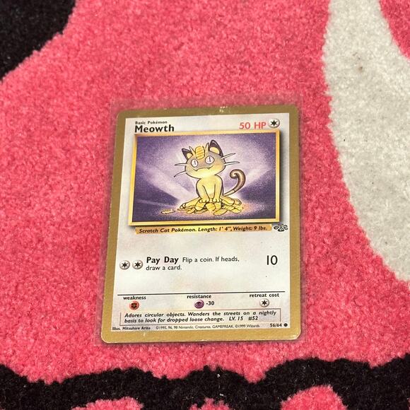 Meowth #56/64 Pokmon Jungle Fruit Roll-Up Gold Border Promo As Pictured Meowth #56/64 Pokmon Jungle Fruit Roll-Up Gold Border Promo As Pictured